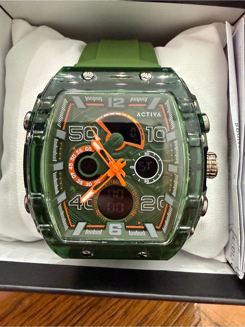Invicta Ativa Green Sport Hybrid Watch with Orange Accents